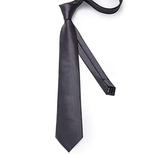 Image of DiBanGu Mens Solid Color Tie and Pocket Square Set Woven Silk Plain Necktie & Handkerchief for Men Wedding Party Formal