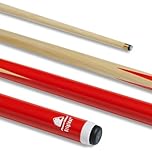 POWERGLIDE Snooker Pool or Billiard Cue Stick | Original 1-Piece | Poplar Shaft with Painted Butt | Junior Length 36" | 10mm Tip | Red