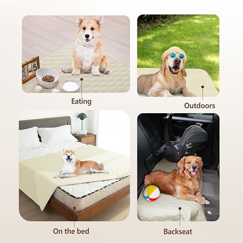 Image of gogobunny 100% Double-Sided Waterproof Dog Bed Cover Pet Blanket Sofa Couch Furniture Protector for Puppy Large Dog Cat, Reversible (30x90 Inch (Pack of 1), Dark Cream /Light Cream)