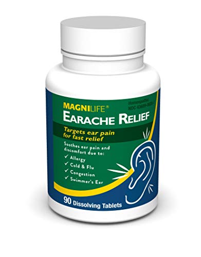 Image of MagniLife Earache Relief, 90 Count, Homeopathic Allergy Relief for Cold, Flu, Congestion & Swimmer's Ear, Pain Reliever for Pressure, Itching & Swelling, Quick-Dissolve Tablets