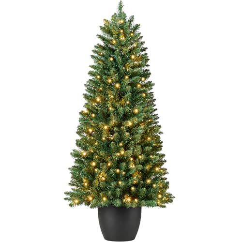 Best Choice Products Prelit Potted Pencil Christmas Tree, 6Ft Artificial Lighted Holiday D&eacute;cor...