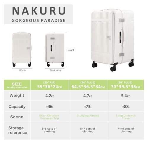 24" Carry On Suitcase with Cup Holder & USB Port & Hook - 360° Spinner Luggage with Silent Wheels, TSA Lock, Expandable Airline Approved Travel Suitcase for Men Women，White2