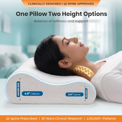 Image of Cervical Pillow for Neck and Shoulder Pain Relief | 5-Year Warranty | Orthopedic High Density Memory Foam Pillow for Side & Back Sleepers | for Spondylitis, Neck & Shoulder Pain