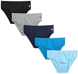 U.S. Polo Assn. Mens Underwear Briefs - 5 Pack Cotton Tag Free Low Rise Briefs Underwear for Men Pack with Contour Pouch, Size Medium, Heather Blues/Heather Grey/Charcoal Heather