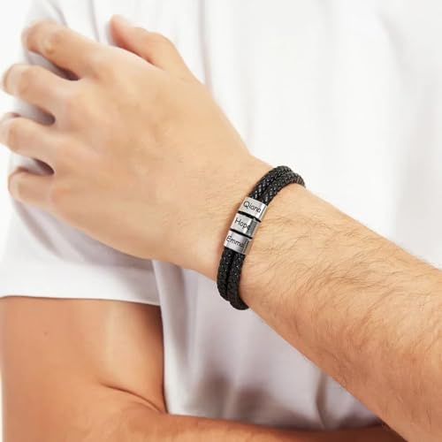 Pulsera personalizada de cuero para hombres miniatura 3
