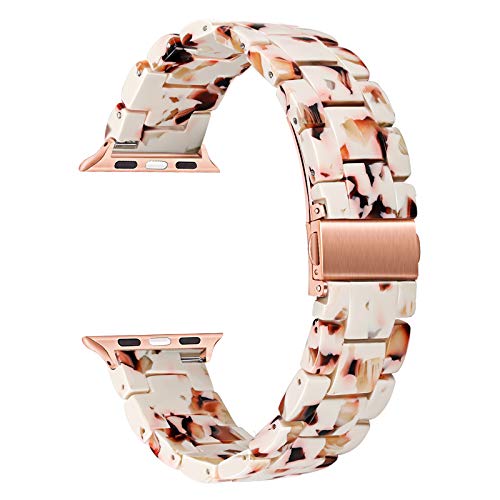 Ersatz für Apple Watch 38mm 40mm/Apple Watch SE Armband, Feminin Harz Uhrenarmband Edelstahl Schnalle Armband Business Ersatzband für Neu