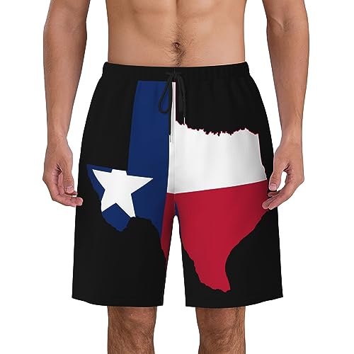 Texas map Flag Mens Swim Trunks Quick Dry Swim Shorts Swimwear Bathing Suits with Pockets - Main Image