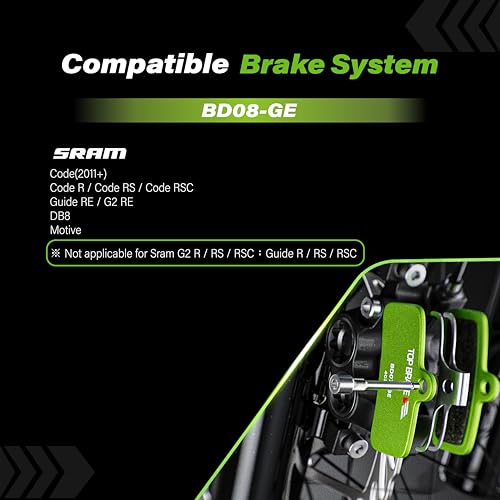 Image of TOP BRAKE Disc Bike Brake Pads Compatible with SRAM Code R RE RSC, DB8, Motive, AVID | MTB eMTB Downhill Trail All Mountain Enduro Cycling | 2026 iF Design Award