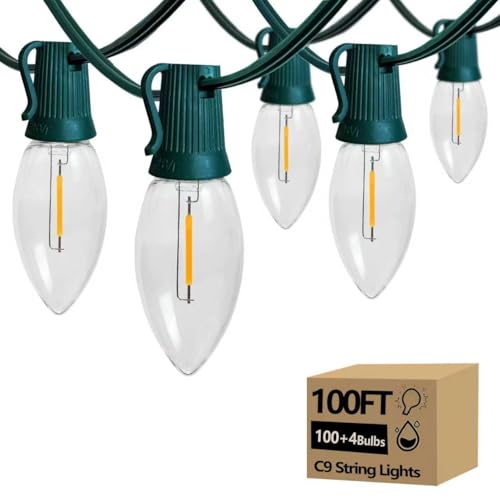 YIMILITE C9 Christmas String Lights, 100 Feet Waterproof Connectable Lights, Christmas Lights for