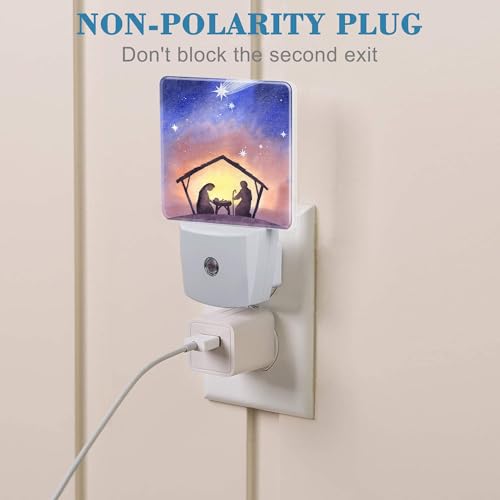 Image of Birth of Jesus in Bethlehem Night Light Plug into Wall with Dusk to Dawn Sensor Cute Nightlight for Kid Girls Boys Women Men Room Decor, Hallway, Kitchen, Bathroom, Nursery, Stairs