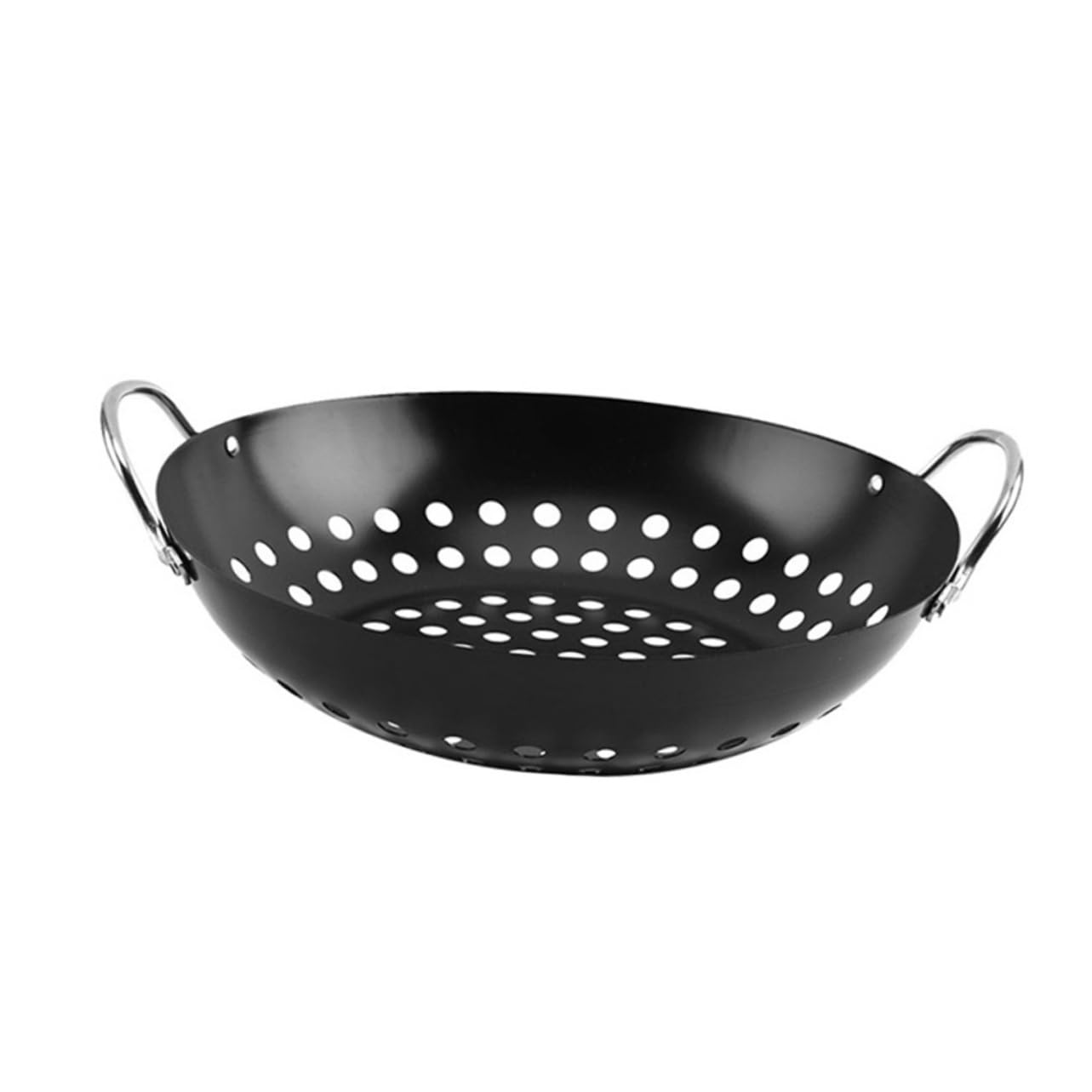 INOOMP Cestello Design a Doppia Maniglia per Grigliare Verdure Antiaderente in Acciaio al Carbonio e Fori Grandi per Barbecue All'aperto e Giardino
