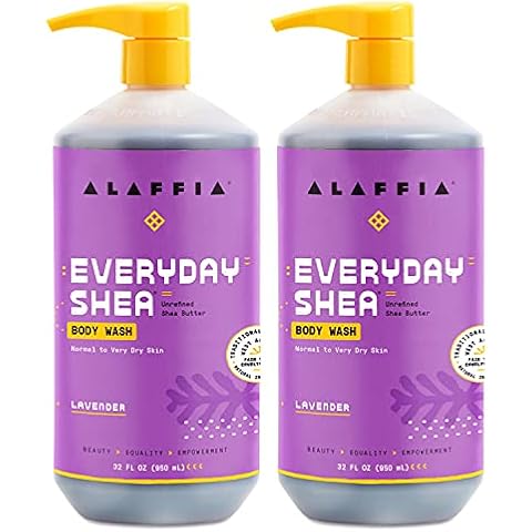 Alaffia Everyday Shea Body Wash, Naturally Helps Moisturize and Cleanse Without Stripping Natural Oils with Fair Trade Shea Butter, Neem, and Coconut Oil, Lavender, 2 Pack - 32 Fl Oz Ea Cover