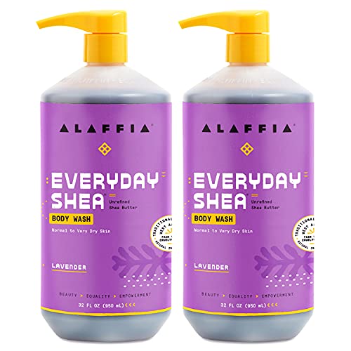 Image of Alaffia Body Wash, Everyday Shea, Lavender 2-Pack - Gentle Skin Cleanser, Shower Gel for Normal to Very Dry Skin, 32 Oz Ea