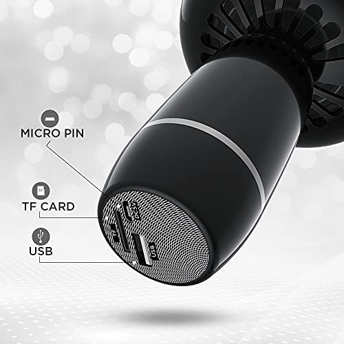Image of LANDMARK LM BT1087 Chorus Handheld Wireless Singing Mic Multi-Function Bluetooth Karaoke Mic with Microphone Speaker, 6Hrs Playtime, Supports Micro Pin, TF Card & USB for All Smart Phones - Black