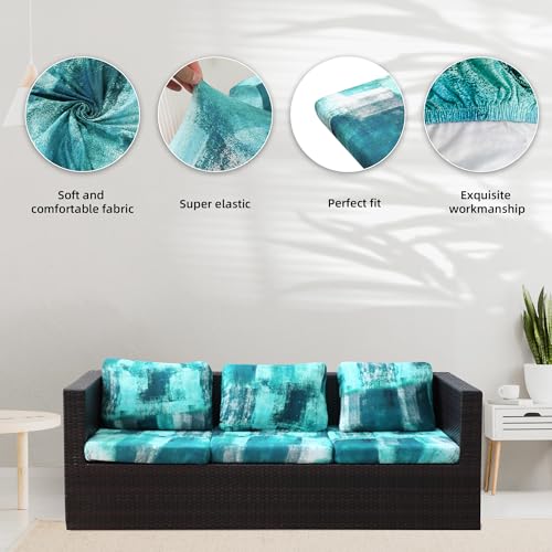 Image of 8Pcs Stretch Patio Cushion Covers,Outdoor Couch Covers Replacement,Outdoor Couch & Sofa Slipcovers,for Patio Furniture Cushion Covers,Washable Reusable Furniture Protector(Turquoise,Cover Only)