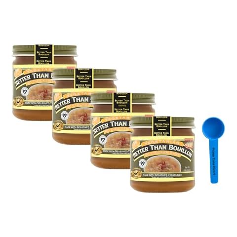 Better Than Bouillon Vegetarian No Chicken Base 8 oz (Pack of 4) Bundle with PrimeTime Direct Teaspoon Scoop Cover