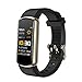Tracker de Fitness, Montre de Sport Intelligente Bluetooth, IP68 Etanche Femme Homme Bracelet, avec Podomètre Cardiofréquencemètre Oxygène Sanguin (Or Noir)