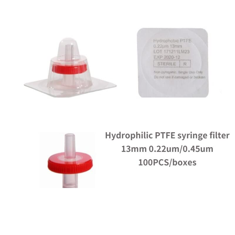 13mm 0.22/0.45um Filtro de jeringa estéril MCE PES Nylon PTFE PVDF Embudo de Laboratorio con Filtro 100PCS (Size : Nylon13mm 0.22um)