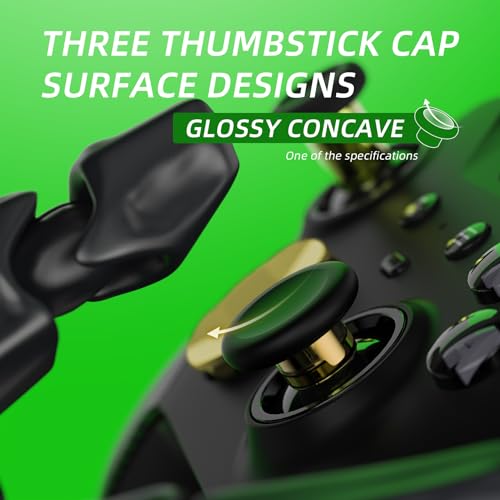 Image of eXtremeRate 13 in 1 Metal Thumbsticks for Xbox One Elite Series 2 Controller, 6 Metal Joystick & Adjustment Tool, 2 D-Pads, 4 Paddles for Xbox Elite Series 2 Core Controller - Metallic Hero Gold