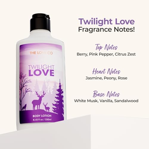 Image of THE LOVE CO. Twilight Love Body Lotion for Women 250ml | Floral Fragrance | Deep Moisturizing, Non-Sticky Formula | Luxury Body Care Gift