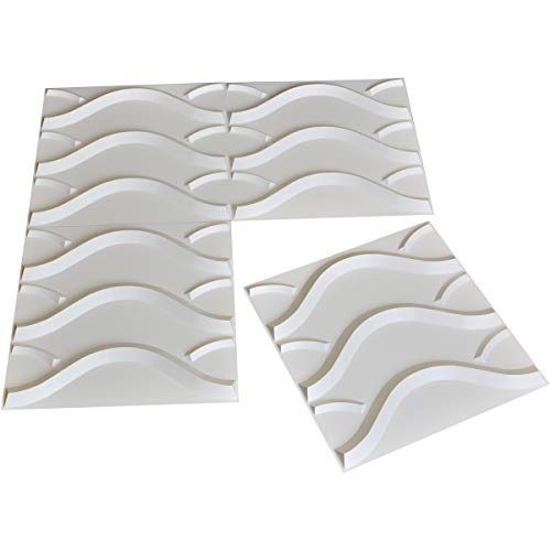 Art3D 15+ Patterns Decorative 3D Wall Panels In Modern Wall Design, 19.7"X19.7" Matt White (12 Pack) #TOP5