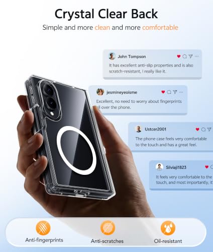 Image of FNTCASE for Samsung Galaxy Z Fold 8 Case: [Hinge Protection] Transparent Clear Cases [Compatible with Magsafe] [Screen Protector] Military Grade Shockproof Protective Phone Cover-Clear