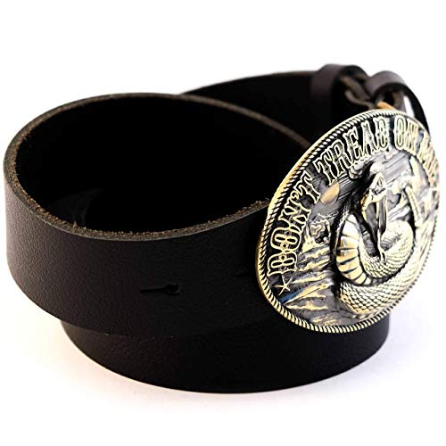 Leather belt Don't Tread on Me belt buckle, Historical American flag, Gadsden flag with timber rattlesnake, Natural Leather3