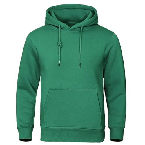 SYJYM - Sudadera cálida para hombre de otoño e invierno, informal, color liso, ropa de calle, deportiva, escuela, moda, verde, M