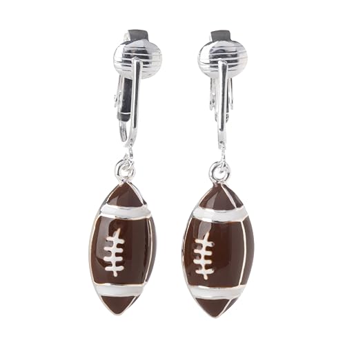 Silver Tone Non Pierced Clip On Sports Dangling Earrings