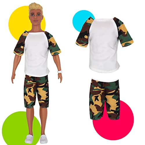 Eutenghao 25Pcs Doll Clothes And Accessories For 12 Inch Boy Dolls Includes 16 Different Wear Clothes Shirt Jeans Pants Shoes For 12'' Boyfriend Doll With Dog,2 Tennis Racket,Violin And Surfboard #TOP3