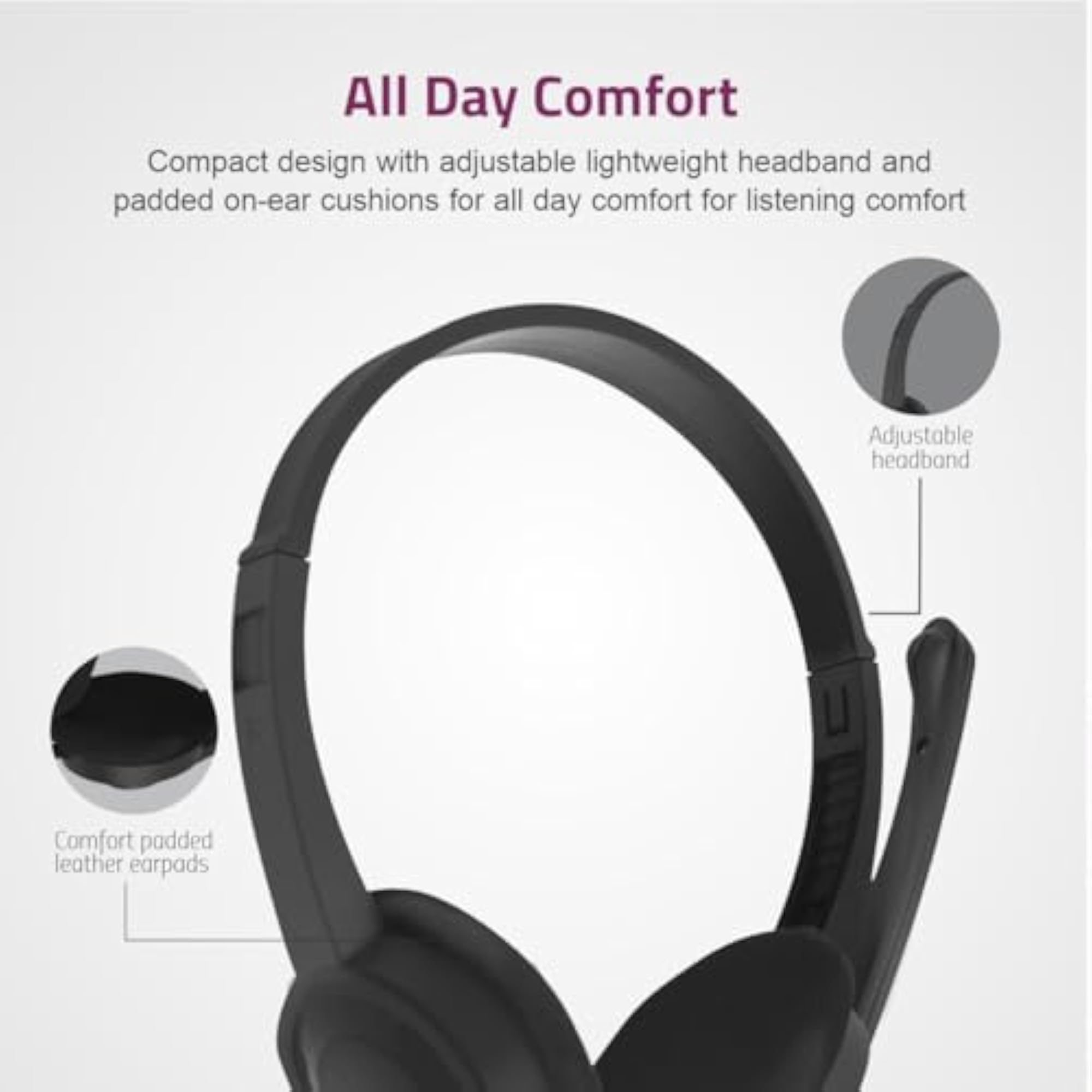 USB On-Ear Stereo Headset with Rotating Mic