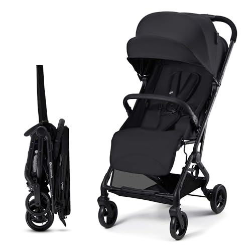 Kinderkraft INDY 3 Passeggino Leggero e Compatto, Chiusura con una Mano, Ultraleggero 7,3 kg, Reclinabile, Cinghia per Trasporto, Ruote Resistenti, Ideale per Viaggi e Città, Nero
