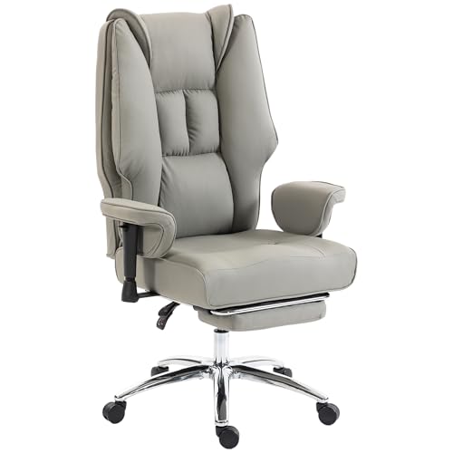 HOMCOM Sedia Ufficio Ergonomica Reclinabile 155° con Poggiapiedi, Sedia Scrivania