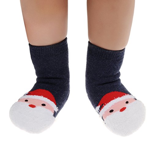 Flyingp 4Pairs Assorted Baby Ankle Christmas Socks Soft Toddler Socks Anti Slip Grips Cotton Shoe Socks Slippers For 0 - 24 Months Toddler Boys Girls #TOP2