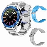 F33 Smart Watch with Earbuds 3 in 1 MP3 Bluetooth Headset 1.43 Inch Smartwatch Built-in Wireless Earbuds Speaker Round Fitness Tracker Body Health Monitor 512MB Memory Local Music Player (Silver)