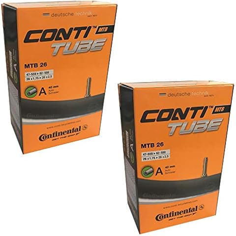 Continental 26" x 1.75-2.5 Mountain Bike Inner Tube - Schrader 40mm Valve (Set of 2),Black Cover