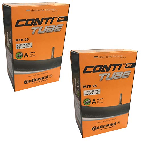 Continental 26 x 1.75-2.5 Mountain Bike Inner Tube - Schrader 40mm Valve (Set of 2) Black