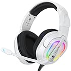 Fachixy FC200 Gaming Headset für PS5, PS4, PC, Xbox One, Nintendo Switch, Gaming-Kopfhörer, Headset mit Stereo-Mikrofon-Sound mit 3,5-mm-Klinkenstecker mit RGB-Licht - Elfenbein-Weiß