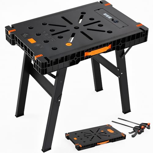 TLGREEN Folding Work Bench with Clamps & Power Strip