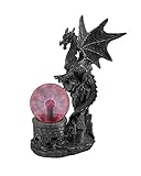 Zeckos Gothic Dragon Statue w/Electric Glass Plasma Ball