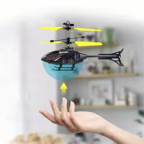 Image of Toy Helicopter Gravity Sensor for Boys, Safety Sensor, Indoor Palm Sensing Rechargeable with LED Lights I Pack of 1 (Black Yellow coloure)