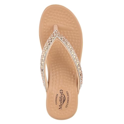 Image of Medifeet Slip-On Wedges Sandals II Rhinestones and Crystals Sandals II Cushion Fashion Sandals For Women's