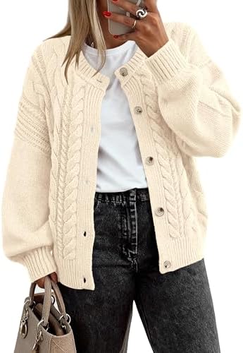 BTFBM Chunky Cardigan Sweaters for Women Fall Fashion 2025 Button Long Sleeve Loose Cable Knit Winter Coats Outerwear