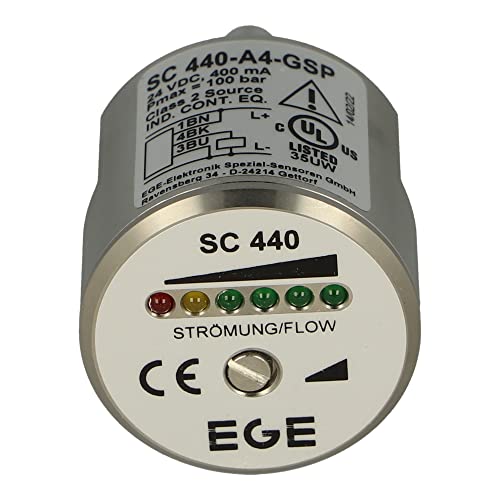SC440-A4-GSP | EGE Flow Sensor 316 S/S, 1-150CM/S H2O, 3-300CM/S Oil, Thread G1/2, DC PNP, 4P M12 Plug, Probe=30MM