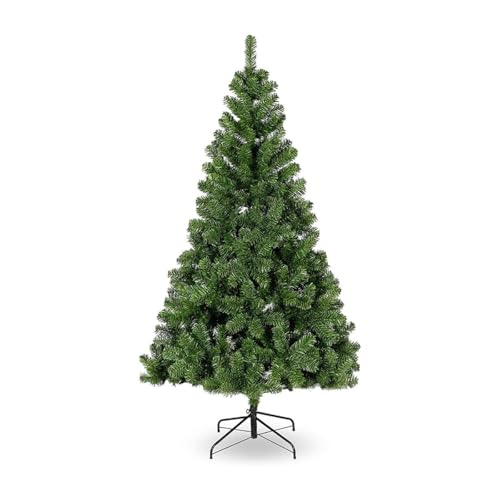 GREAT AIGOO Árbol de Navidad Artificial, 120cm/150cm/180cm/210cm, de PVC difícilmente inflamable, Montaje rápido, Plegable, Incluye Soporte de Metal, Color Verde Ordinario, Tamaño 150cm