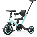 newyoo Tricycles for 1-3 Year Olds, Toddler Bike, for Boys and Girls, Toddler Tricycle with Parent Push Handle, Trike with Backrest & Safety Belt, Blue, TR007