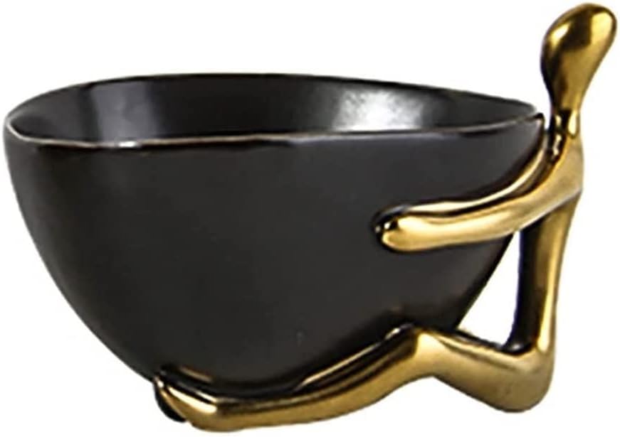 KITCISSL Coffee Table Decor Modern Black Decorative Tray Light Luxury Gold Figure Key Bowl for Table, Character Ceramic Bowl Entrance Jewelry Dish Tray Key Phone Candy Tray (Color : Single)
