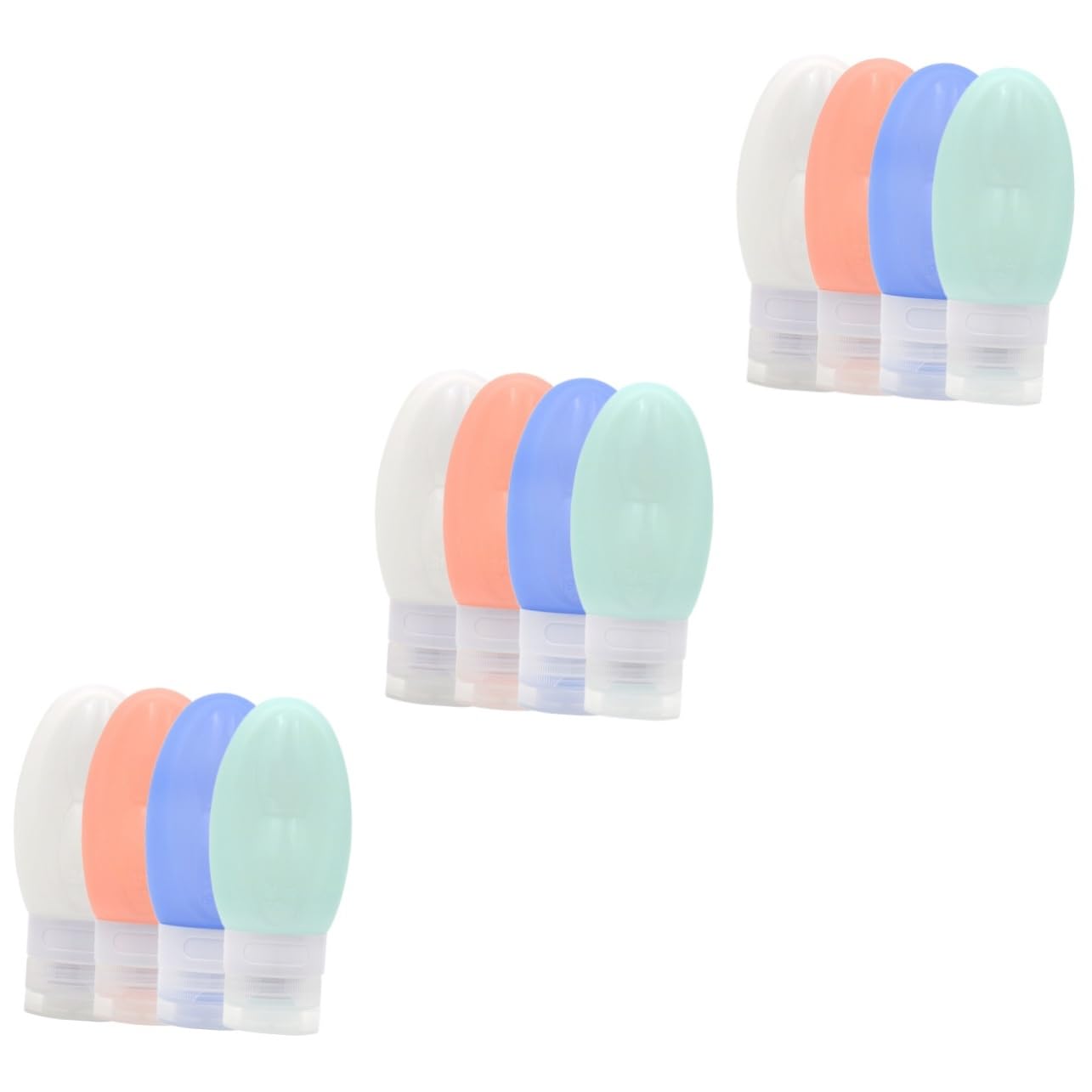 Ipetboom 12pezzi Bottiglie Viaggio Silicone Per Liquidi Ricaricabili Contenitori Per Toilette Adatti Per Cosmetici e Bagno Colori Rosa Bianco