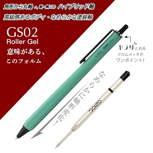 Image of OHTO GS02 Mint Roller Gel Pen - Metal Design with Aluminum Barrel, 0.5mm Black Ink Fine Point, Quick-Dry Ceramic Ink, Smudge-Free Writing, Perfect for Office, Journaling, and Gifts, Made in Japan.