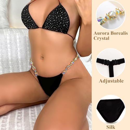 Image of Sexy Underwear for Women Elegant Rhinestone Panties Adjustable Waist Straps Crystal Thongs hilos sexys para mujer hot